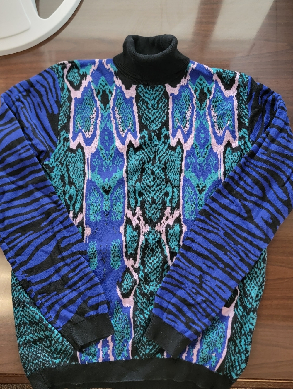 Topman Snake/Zebra Print Turtleneck Sweater